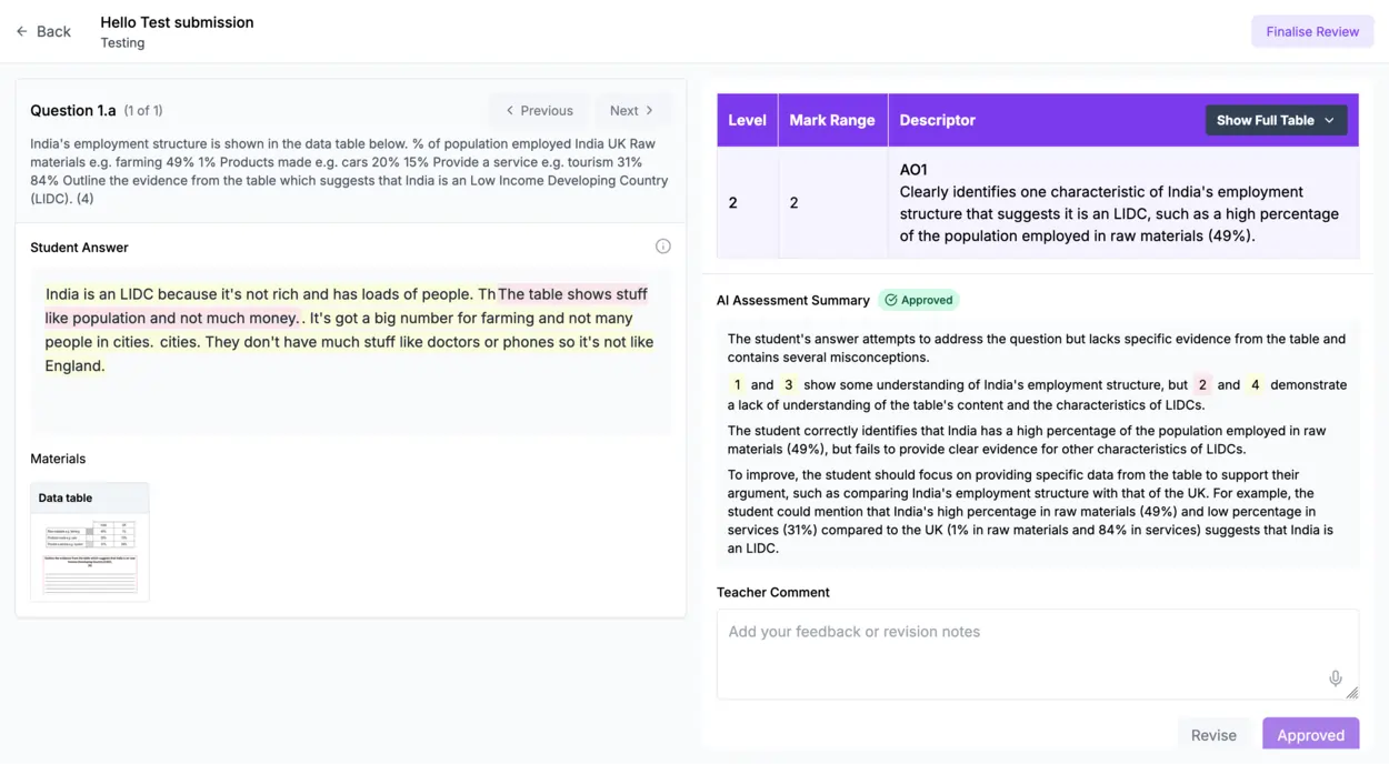 AI Marking Interface